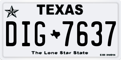 TX license plate DIG7637