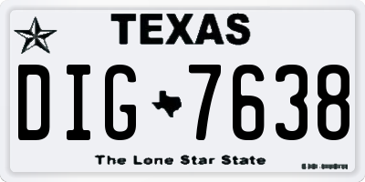 TX license plate DIG7638