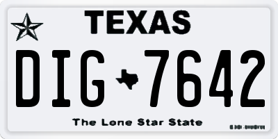 TX license plate DIG7642