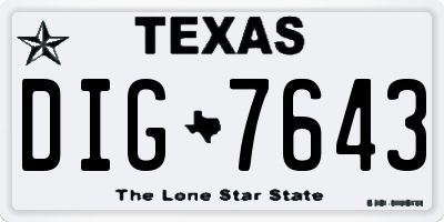 TX license plate DIG7643