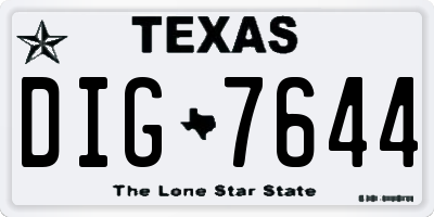 TX license plate DIG7644