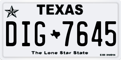 TX license plate DIG7645