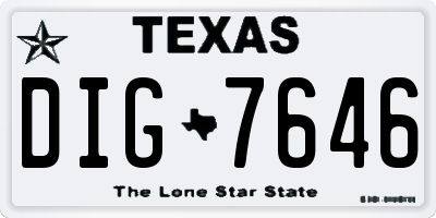 TX license plate DIG7646