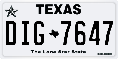 TX license plate DIG7647