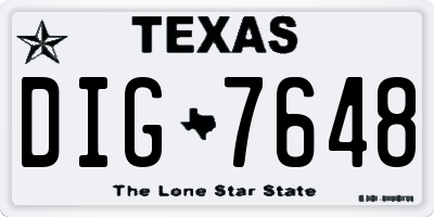 TX license plate DIG7648