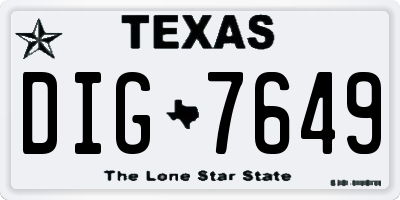 TX license plate DIG7649
