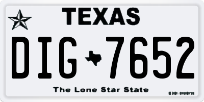TX license plate DIG7652