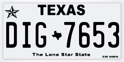 TX license plate DIG7653