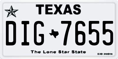 TX license plate DIG7655