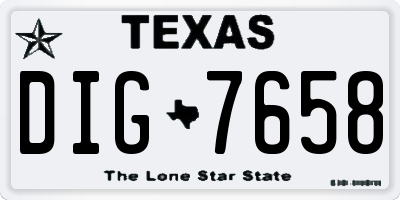 TX license plate DIG7658