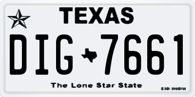 TX license plate DIG7661