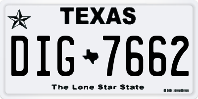 TX license plate DIG7662