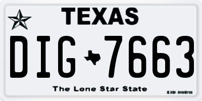 TX license plate DIG7663