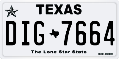 TX license plate DIG7664