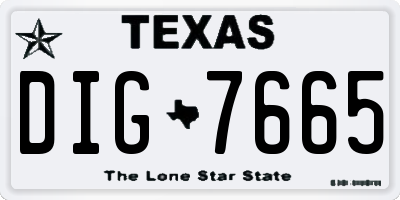 TX license plate DIG7665