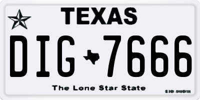 TX license plate DIG7666