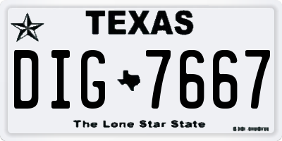 TX license plate DIG7667