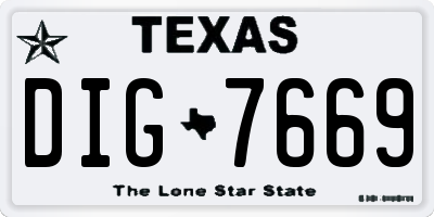 TX license plate DIG7669