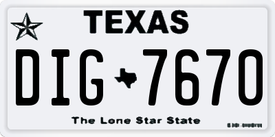 TX license plate DIG7670
