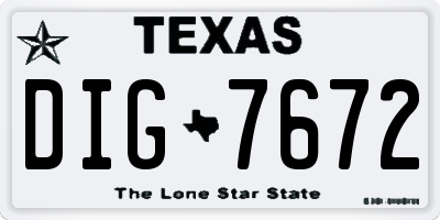 TX license plate DIG7672