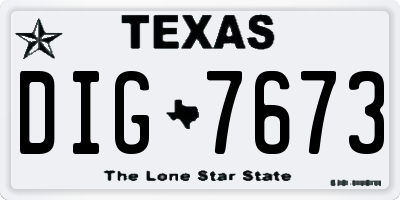 TX license plate DIG7673