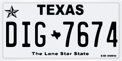 TX license plate DIG7674