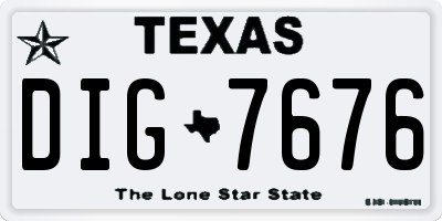 TX license plate DIG7676
