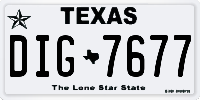TX license plate DIG7677