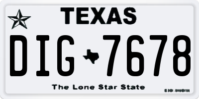 TX license plate DIG7678