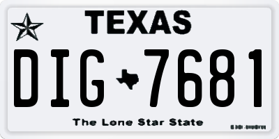 TX license plate DIG7681