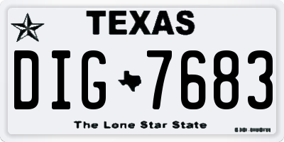 TX license plate DIG7683