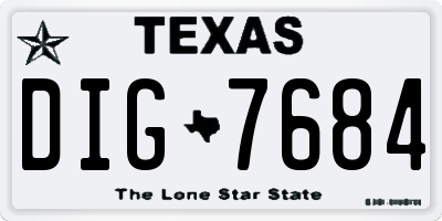 TX license plate DIG7684