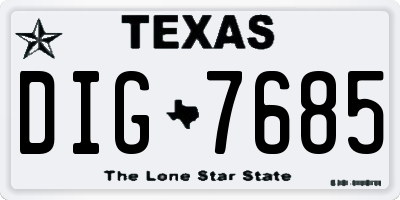 TX license plate DIG7685
