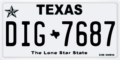 TX license plate DIG7687