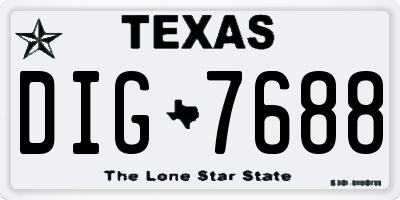 TX license plate DIG7688