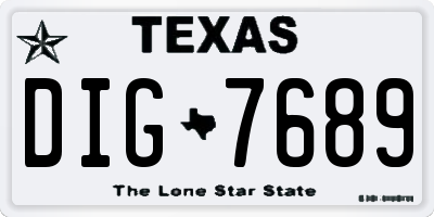 TX license plate DIG7689