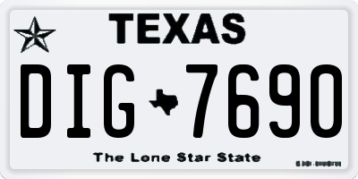 TX license plate DIG7690