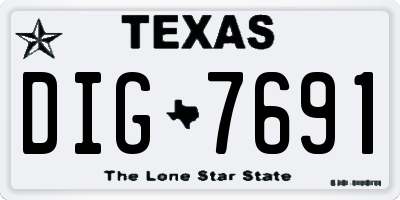 TX license plate DIG7691