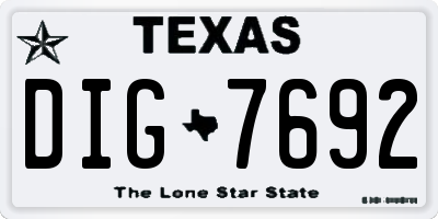 TX license plate DIG7692