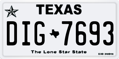 TX license plate DIG7693