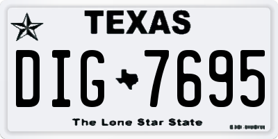 TX license plate DIG7695