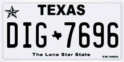 TX license plate DIG7696