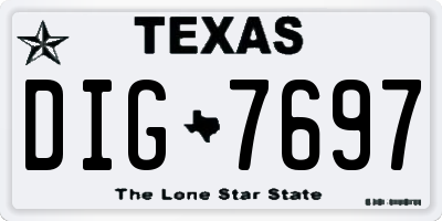 TX license plate DIG7697