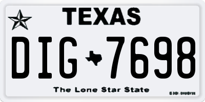 TX license plate DIG7698
