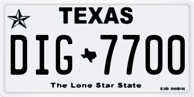 TX license plate DIG7700