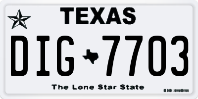 TX license plate DIG7703