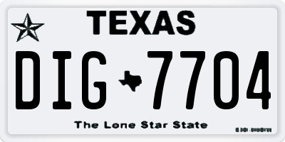 TX license plate DIG7704