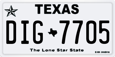 TX license plate DIG7705