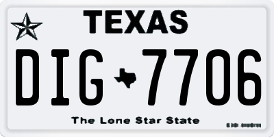TX license plate DIG7706
