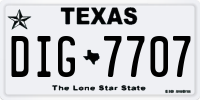 TX license plate DIG7707